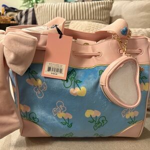 Viral Juicy Couture Retro Juicy Cherry Gelato Daydreamer Tote Bag Blue Gleam